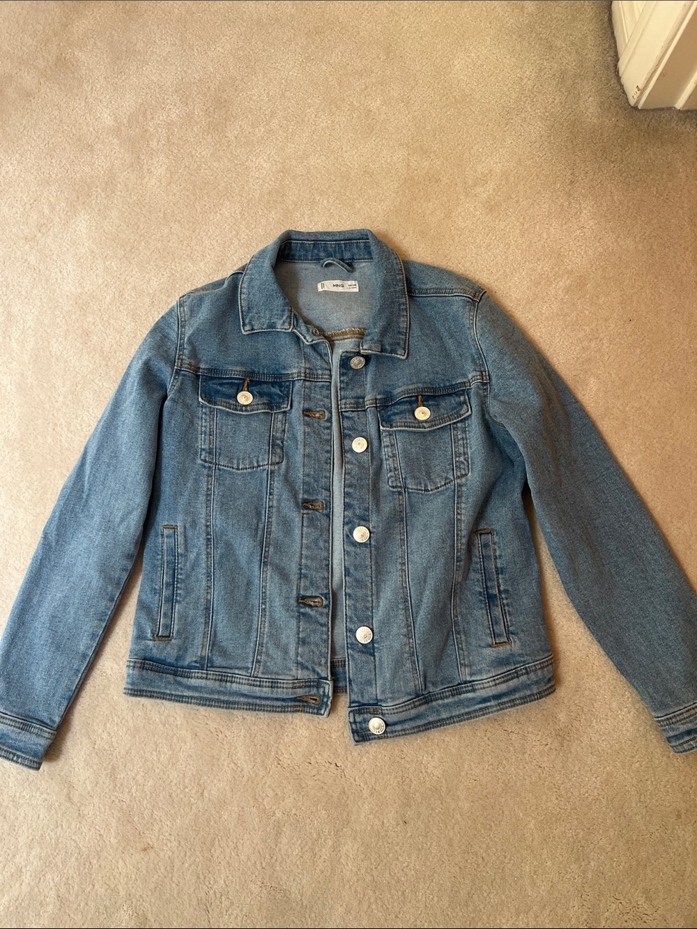 Mango Kids Light Blue Denim Jacket with Button Front